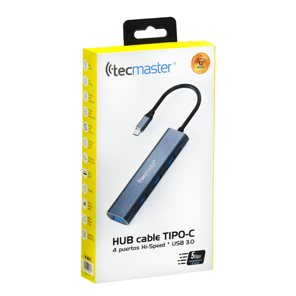 HUB TECMASTER Tipo C 3.1 - 4 PUERTOS - USB3.0 - Imagen 4