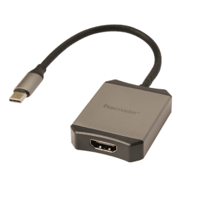 Adaptador Type-C Macho a HDMI Hembra 4K Tecmaster - Carcasa Aleación Aluminio, Gris/Negro