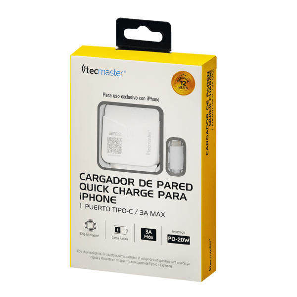 Cargador de Pared para Iphone Quick Charge Tipo C Tecmaster - Imagen 4