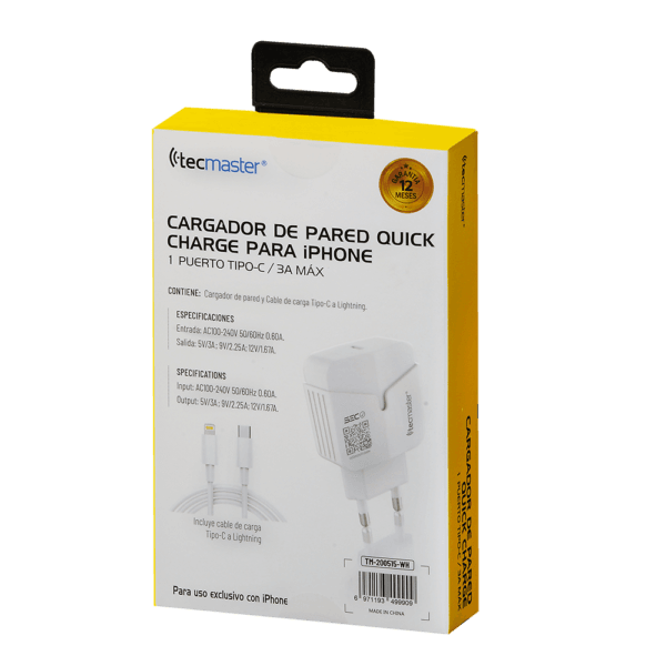 Cargador de Pared para Iphone Quick Charge Tipo C Tecmaster - Imagen 5
