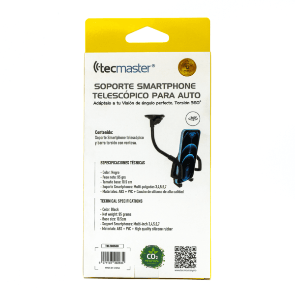 Tecmaster Soporte Telescópico, Torsión 360°, Negro - Imagen 7