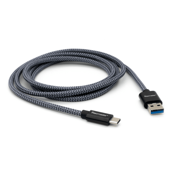 Cable OTG 1.5 Mtrs, Braided Reforzado Bicolor Tipo-C a USB-A 3.0 -Macho Tecmaster - Imagen 2