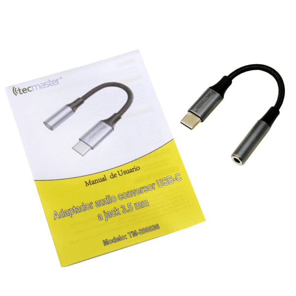 Adaptador Conversor de USB-C a Conector Audio de 3,5 Mm Aleación de Aluminio, Negro/Grafito Tecmaster - Imagen 3