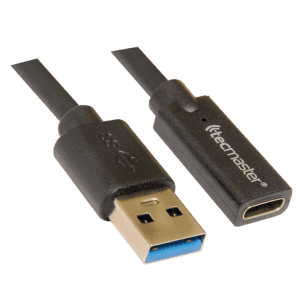 Cable OTG 1.5 Mtrs-USB 3.0 Macho a Type-C Hembra-5Gbps, Negro - Tecmaster