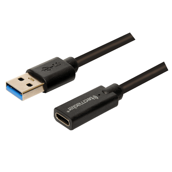 Cable OTG 1.5 Mtrs-USB 3.0 Macho a Type-C Hembra-5Gbps, Negro - Tecmaster - Imagen 2