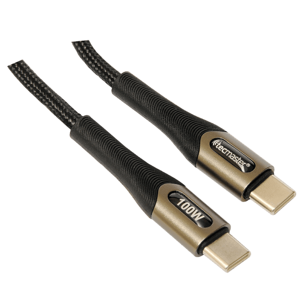Cable Type-C a Type-C 1Mtr, Braided Reforzado 100W-20V/5A, Negro Tecmaster