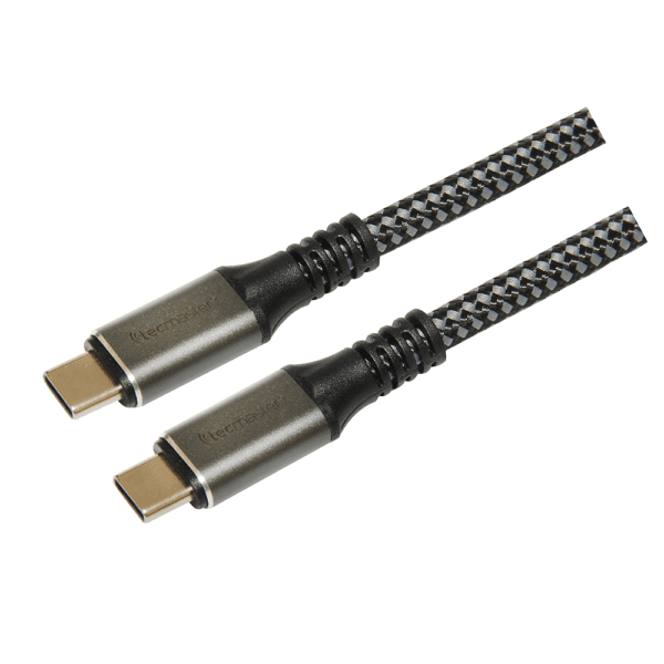 CABLE TECMASTER BRAIDED REFORZADO Super Speed, 1,2 Mts, TIPO-C a TIPO-C 240W -V4.0, 4K-8K, Color Gris/Negro - Imagen 3