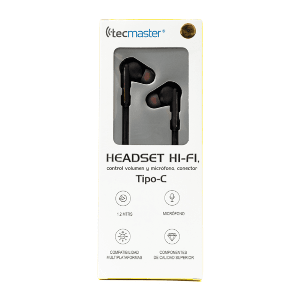 AUDÍFONOS TECMASTER HEADSET STEREO MICRÓFONO Y CONTROL LLAMADAS – CONECTOR TIPO C-1,2 mts. - Imagen 4