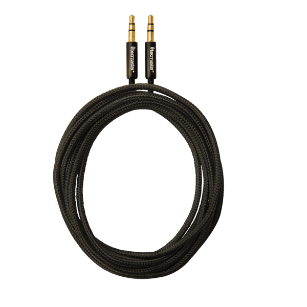 Cable Audio 3.5 Mm de 1.8 Mts Textil Black Tecmaster - Imagen 2