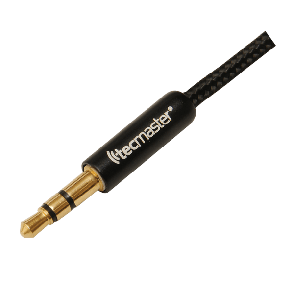 Cable Audio 3.5 Mm de 1.8 Mts Textil Black Tecmaster - Imagen 3