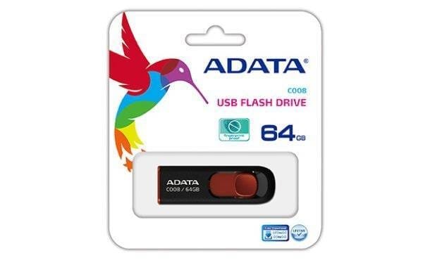 PENDRIVE ADATA AC008 DE 64GB-RETAIL COLOR NEGRO ROJO 2.0 - Imagen 2