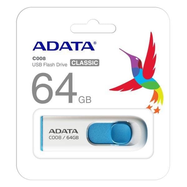 PENDRIVE ADATA AC008 DE 64GB RWE RETAIL COLOR BLANCO/AZUL 2.0 - Imagen 3