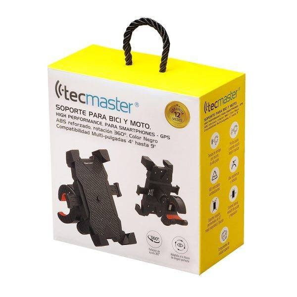 Soporte bici y moto para smartphone-gps, multipulgadas 4 a 9″, rotación 360°, negro - tecmaster - Imagen 4