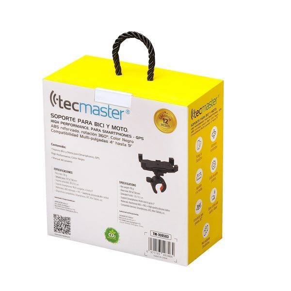 Soporte bici y moto para smartphone-gps, multipulgadas 4 a 9″, rotación 360°, negro - tecmaster - Imagen 5