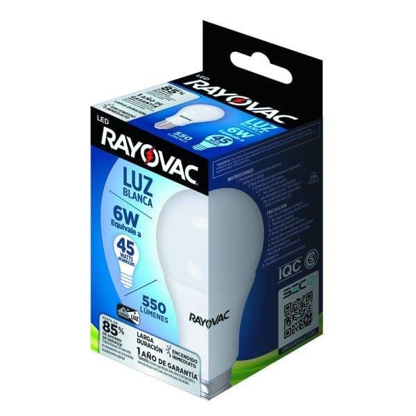 AMPOLLETA RAYOVAC LED E27 6W (45W) LUZ BLANCA