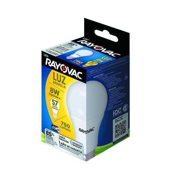 AMPOLLETA RAYOVAC LED E27 8W (57W) LUZ AMARILLA