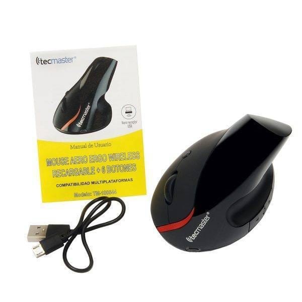 Mouse aero ergo inalámbrico recargable color negro marca tecmaster - Imagen 5