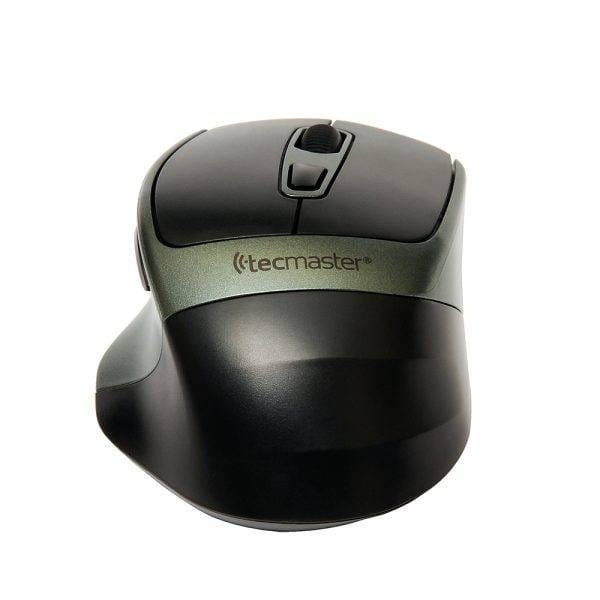 Mouse Tecmaster Ergonómico Dual Bluetooth e Inalámbrico Recargable Negro/Verde