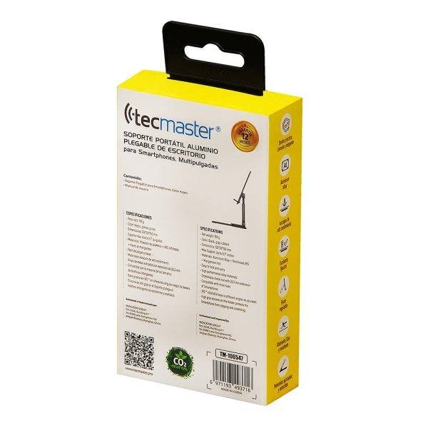 Soporte smartphones plegable portátil color negro tecmaster - Imagen 8