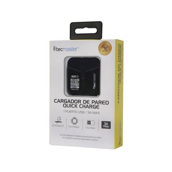 Cargador de pared quick charge color negro - Tecmaster - Imagen 2
