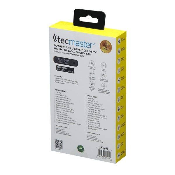 Power Bank Tecmaster de Super Carga Rápida 20.000 mAh /22.5W - Imagen 7