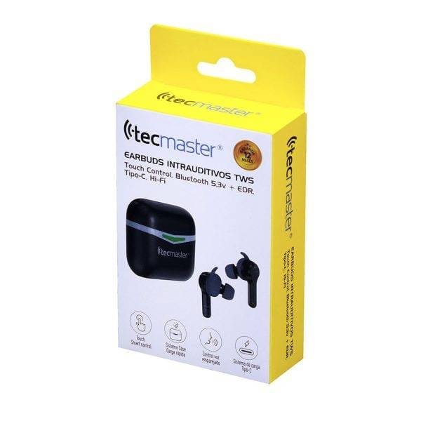 AUDÍFONOS TECMASTER EARBUDS INTRAUDITIVOS TWS, CONTROL TOUCH, BLUETOOTH 5.3V, EDR, HI-FI, COLOR NEGRO - Imagen 5