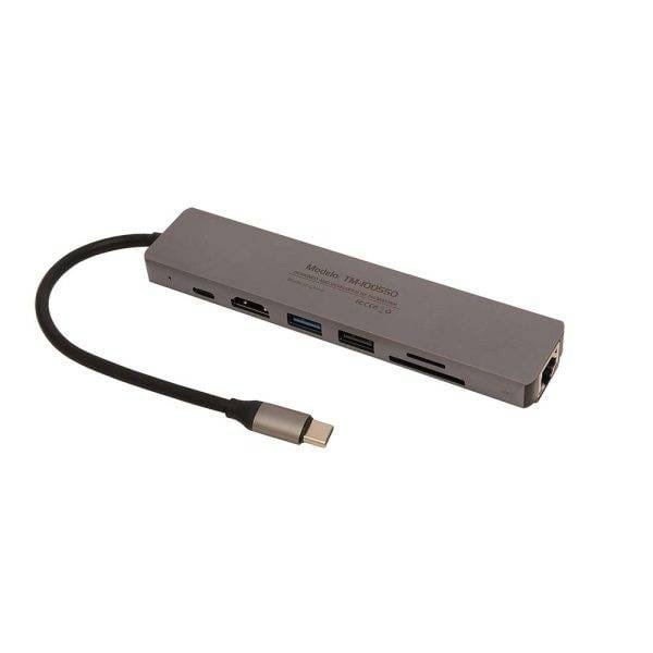Docking station 7 en 1, Tecmaster, cable type-c, carcasa aluminio gris/negro - Imagen 2
