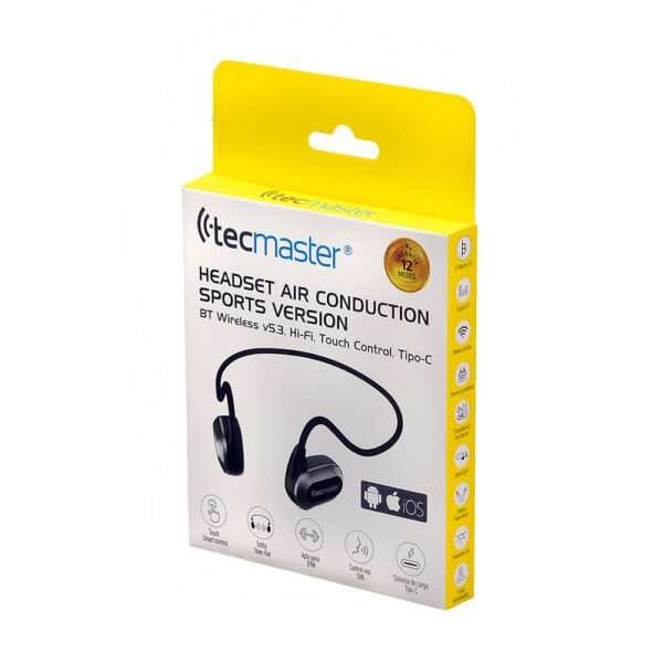 Audifonos headset air-conduction sport, touch control, bluetooth 5.3v tecmaster - Imagen 3
