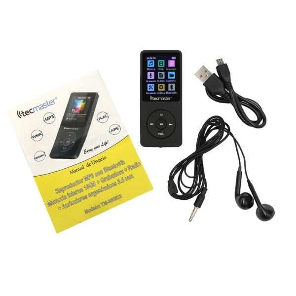 MP3 BLUETOOTH TECMASTER DE 16 GB CARCASA ABS CON AUDÍFONO ERGONÓMICO JACK 3.5 MM COLOR NEGRO - Imagen 3