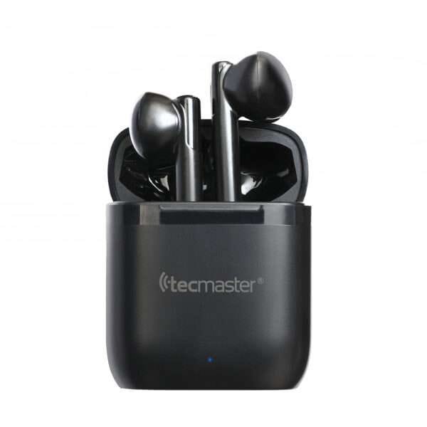 AUDÍFONO TECMASTER EARBUDS TWS – TIPO-C, BT INALÁMBRICO V5.3, HI-FI, TOUCH SMART CONTROL, COLOR NEGRO