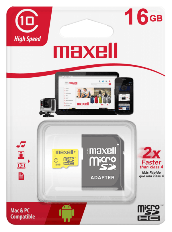 TARJETA DE MEMORIA MICRO SD MAXELL DE 16GB CLASE 10