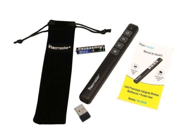 PUNTERO LÁSER TECMASTER, LÁPIZ INTELIGENTE MULTIFUNCIÓN CON FUNDA, NEGRO - Imagen 2
