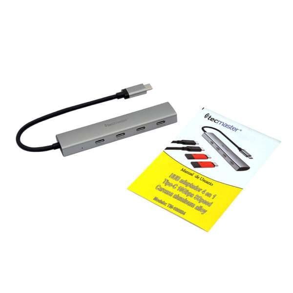 Hub adaptador tipo-c 4 en 1, 4 puertos tecmaster tipo-c 3.2 gen2, sspeed 10 gbps, carcasa aluminio - Imagen 4