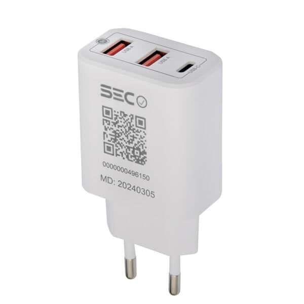 Cargador de pared fast charge 3 puertos, 1pd3.0 + 2qc3.0 – 30w, blanco + cable tipo-c a c tecmaster - histore 2025
