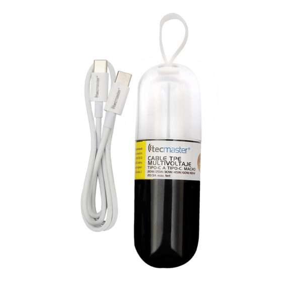 Cable tipo-c a tipo-c, tpe, multi-voltajes, 1 mt, blanco tecmaster - Imagen 2