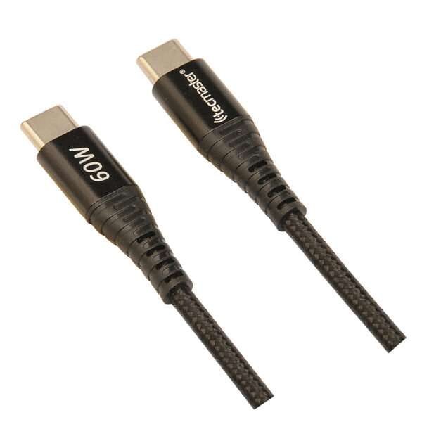 TECMASTER CABLE EXTENSION DE TIPO-C a C – 60W, 2.5 MT, NEGRO - Imagen 2