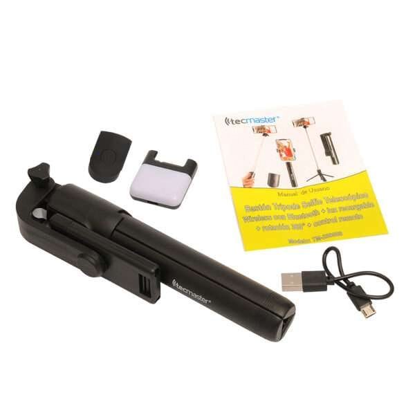 Selfie stick bluetooth + tripode + control remoto, negro - tecmaster - Imagen 6