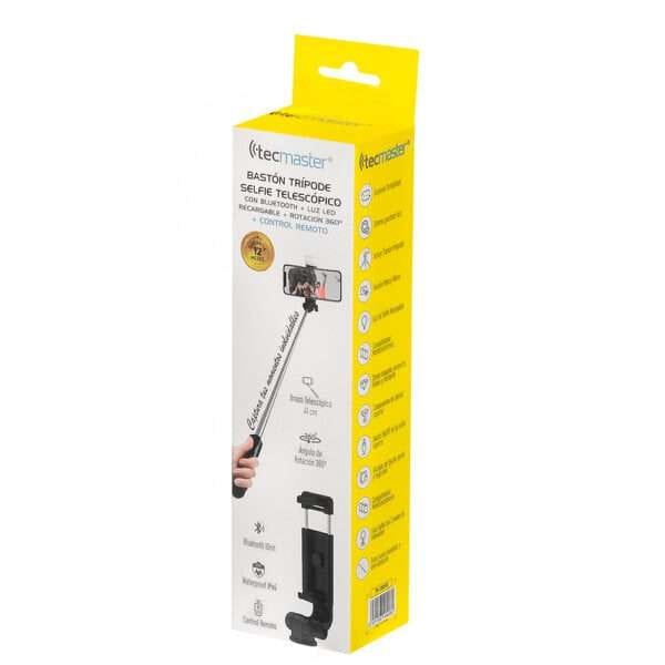 Selfie stick bluetooth + tripode + control remoto, negro - tecmaster - Imagen 7