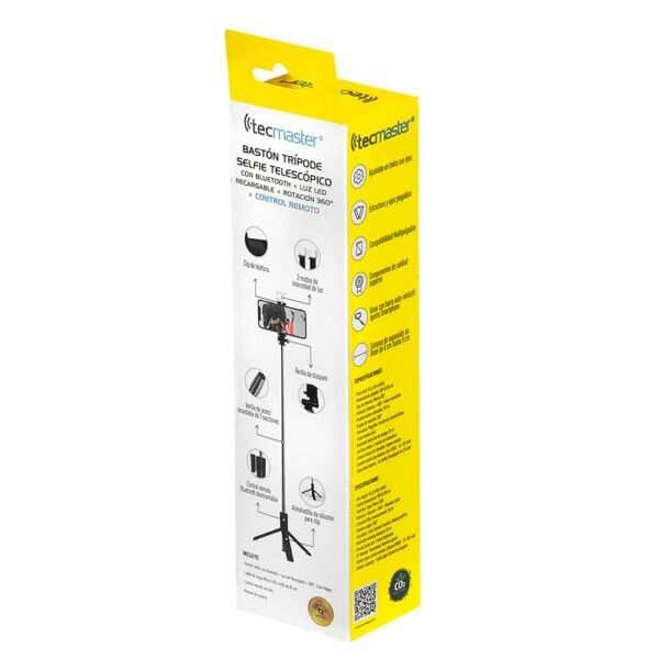 Selfie stick bluetooth + tripode + control remoto, negro - tecmaster - Imagen 8