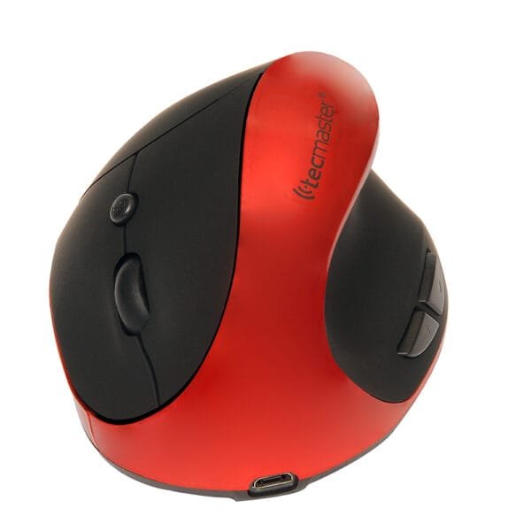 Mouse ergonómico inalámbrico recargable, negro/rojo - tecmaster - Imagen 2