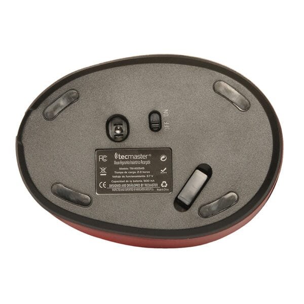 Mouse ergonómico inalámbrico recargable, negro/rojo - tecmaster - Imagen 3