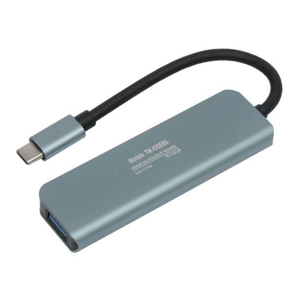 Hub concentrador 4 en 1 tecmaster, usb-a 3.0, cable tipo-c, carcasa aluminio, color gris - Imagen 2