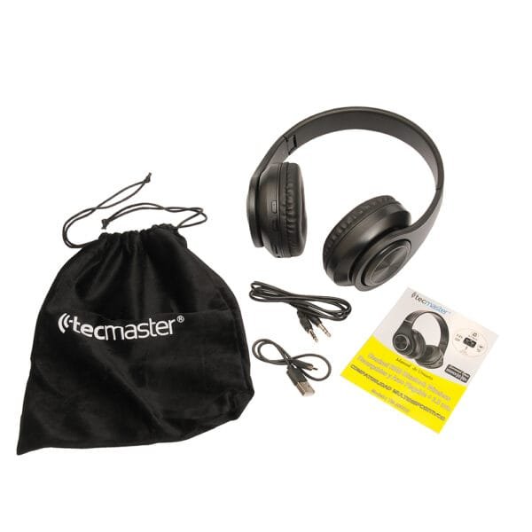 Audifonos headset bluetooth 5.3 wireless tecmaster recargables con arco plegable + salida aux jack 3.5 mm - Imagen 5