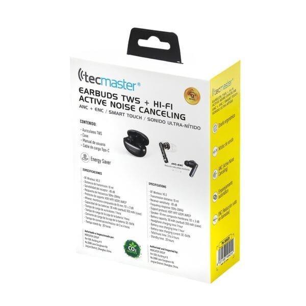 Audífonos earbuds tws + hi-fi + active noise cancelling tecmaster - Imagen 8