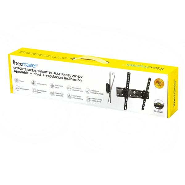 SOPORTE TECMASTER METAL SMARTTV, FLAT PANEL, 26″-55″, REGULACIÓN INCLINACIÓN, COLOR NEGRO - Imagen 6