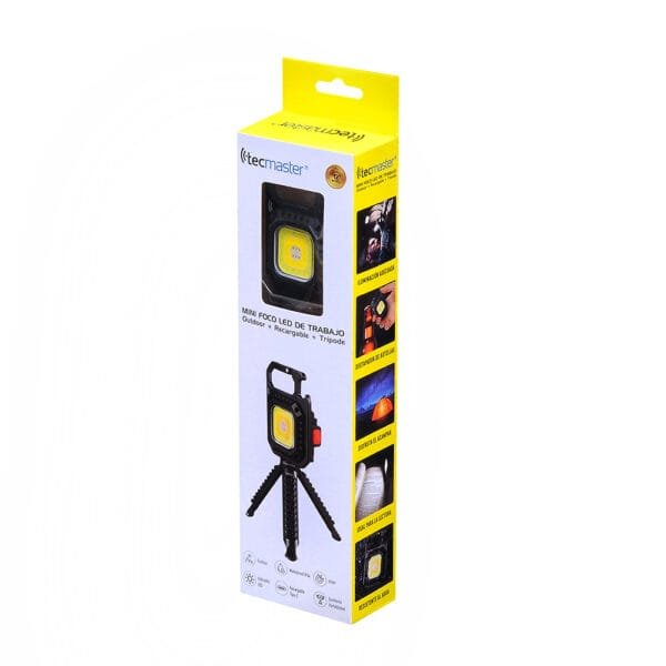 LINTERNA MINI LIGHT OUTDOOR TECMASTER , RECARGABLE TIPO-C + IMÁN + TRÍPODE, COLOR NEGRO - Imagen 10