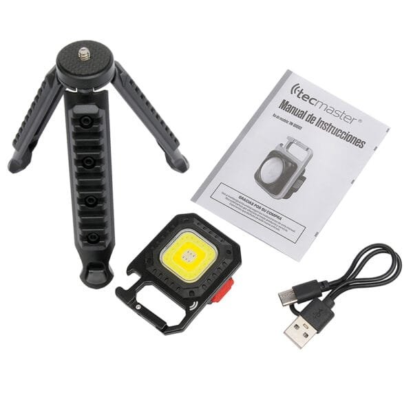 LINTERNA MINI LIGHT OUTDOOR TECMASTER , RECARGABLE TIPO-C + IMÁN + TRÍPODE, COLOR NEGRO - Imagen 8