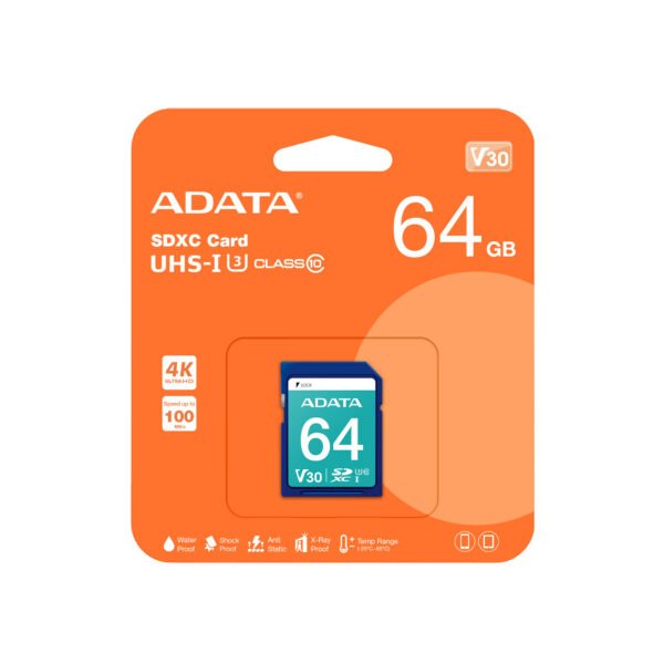 MEMORIA PREMIER PRO SDXC UHS-I U3 ADATA DE 64GB CLASS 10 (V30S) - Imagen 2