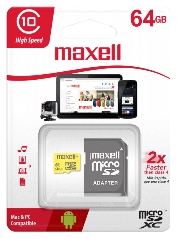 TARJETA MICRO SD MAXELL DE 64GB CLASE 10