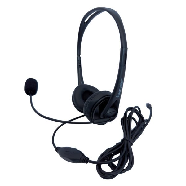 AUDÍFONOS TECMASTER CALL-CENTER HEADSET CON MICRÓFONO, CONECTOR AUX 3,5MM